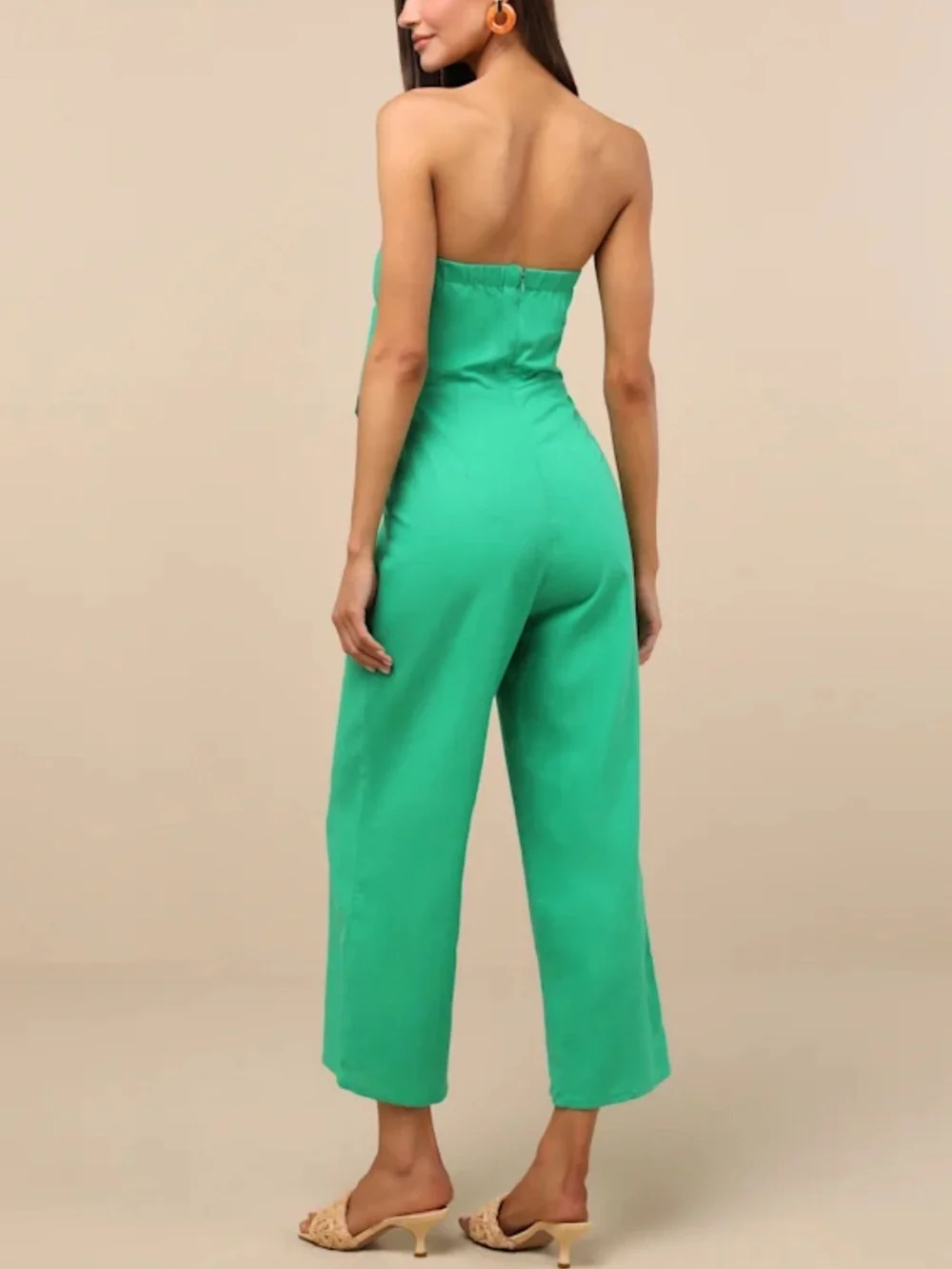 Lulus Sunshine Aura Green Tie-front Strapless Jumpsuit - Size M - Picture 5 of 9